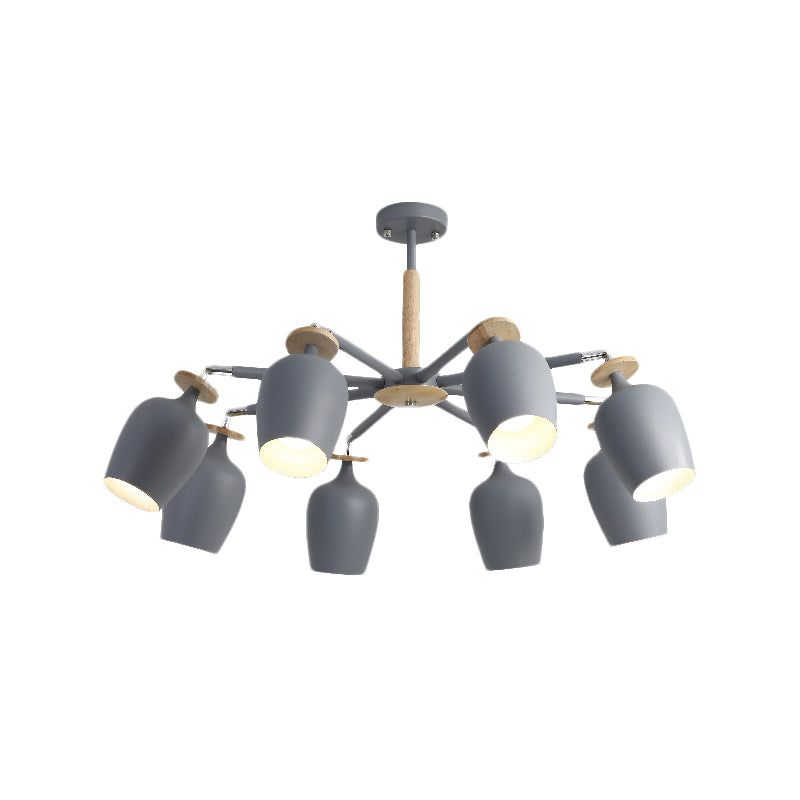 Simple 8 Lights Ceiling Fixture Grey Tulip Semi Flush Mount Lighting with Iron Shade for Living Room Clearhalo 'Ceiling Lights' 'Close To Ceiling Lights' 'Close to ceiling' 'Semi-flushmount' Lighting' 730662