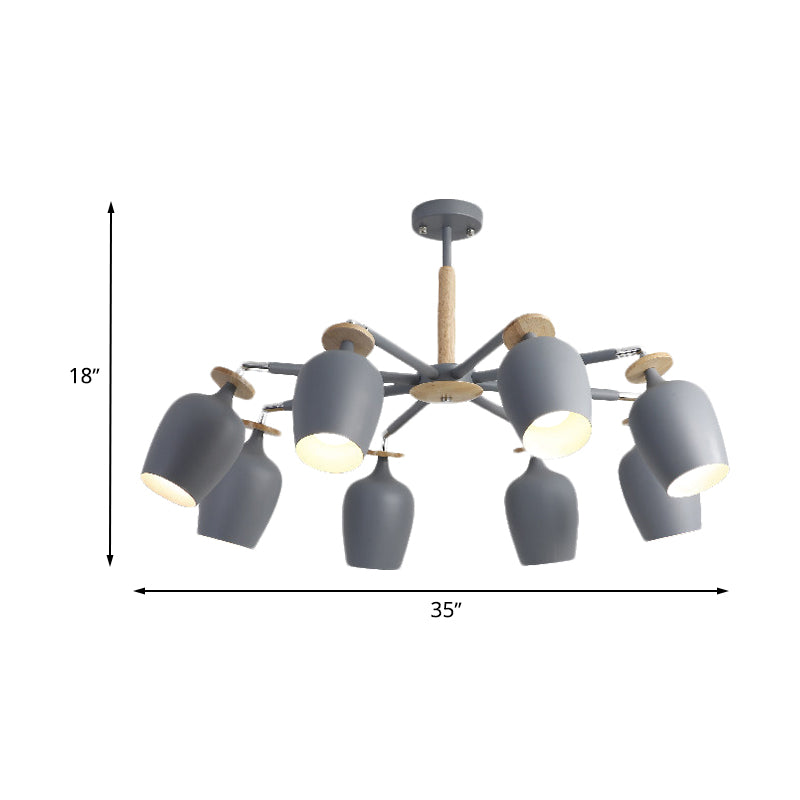 Simple 8 Lights Ceiling Fixture Grey Tulip Semi Flush Mount Lighting with Iron Shade for Living Room Clearhalo 'Ceiling Lights' 'Close To Ceiling Lights' 'Close to ceiling' 'Semi-flushmount' Lighting' 730663