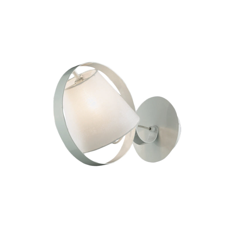 Simple Bucket Fabric Sconce Lamp 1 Bulb Wall Mount Light Fixture in White with Metal Ring Clearhalo 'Cast Iron' 'Glass' 'Industrial' 'Modern wall lights' 'Modern' 'Tiffany' 'Traditional wall lights' 'Wall Lamps & Sconces' 'Wall Lights' Lighting' 730702