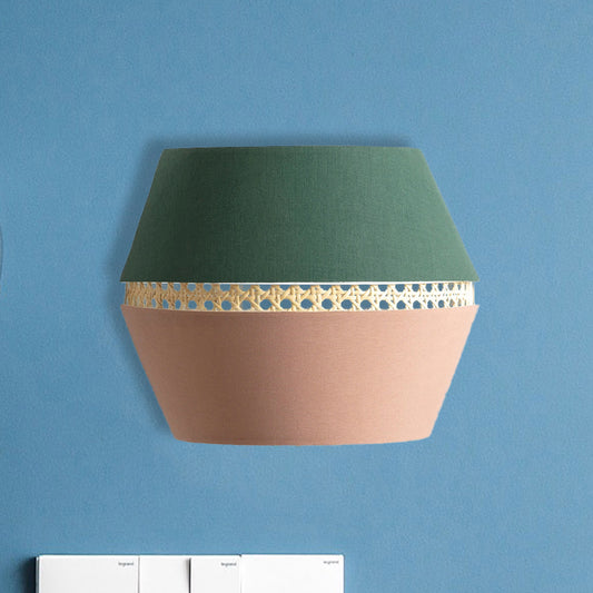 Green and Pink Cutout Sconce Minimalist 1 Head Fabric Wall Mounted Light with Rattan Detail for Bedroom Clearhalo 'Modern wall lights' 'Modern' 'Wall Lamps & Sconces' 'Wall Lights' Lighting' 730711