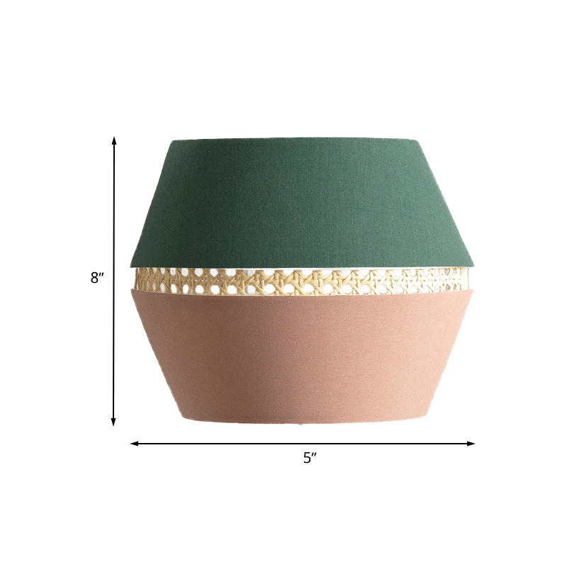 Green and Pink Cutout Sconce Minimalist 1 Head Fabric Wall Mounted Light with Rattan Detail for Bedroom Clearhalo 'Modern wall lights' 'Modern' 'Wall Lamps & Sconces' 'Wall Lights' Lighting' 730713