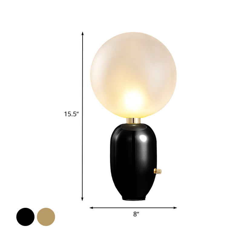 Capsule Table Lighting Modern Metallic 1 Light Living Room LED Desk Lamp in Black/Gold with Orb White Glass Shade Clearhalo 'Lamps' 'Table Lamps' Lighting' 730718