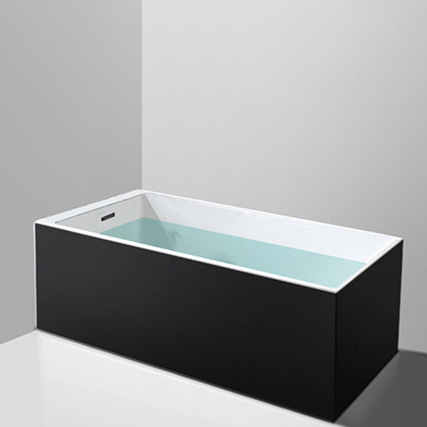 Back to Wall Antique Finish Bath Soaking Rectangular Modern Bath Tub Black White Tub Clearhalo 'Bathroom Remodel & Bathroom Fixtures' 'Bathtubs' 'Home Improvement' 'home_improvement' 'home_improvement_bathtubs' 'Showers & Bathtubs' 7307228