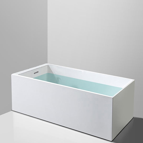 Back to Wall Antique Finish Bath Soaking Rectangular Modern Bath Tub White Tub Clearhalo 'Bathroom Remodel & Bathroom Fixtures' 'Bathtubs' 'Home Improvement' 'home_improvement' 'home_improvement_bathtubs' 'Showers & Bathtubs' 7307231