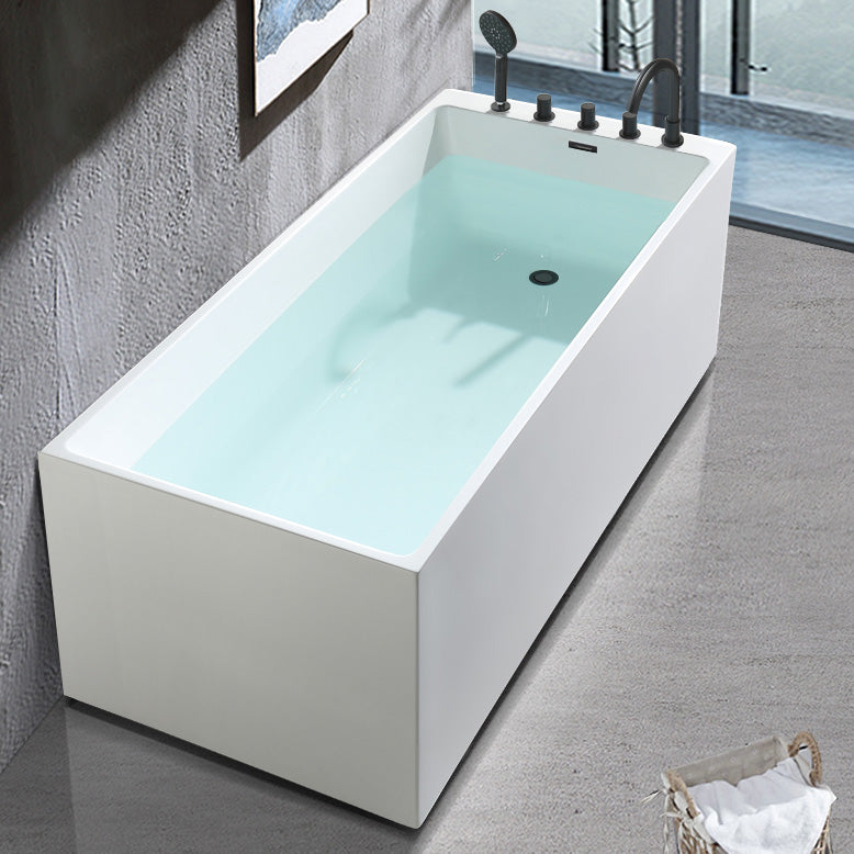 Back to Wall Antique Finish Bath Soaking Rectangular Modern Bath Tub White 51"L x 28"W x 23"H Tub with Black 5-Piece Set Clearhalo 'Bathroom Remodel & Bathroom Fixtures' 'Bathtubs' 'Home Improvement' 'home_improvement' 'home_improvement_bathtubs' 'Showers & Bathtubs' 7307233