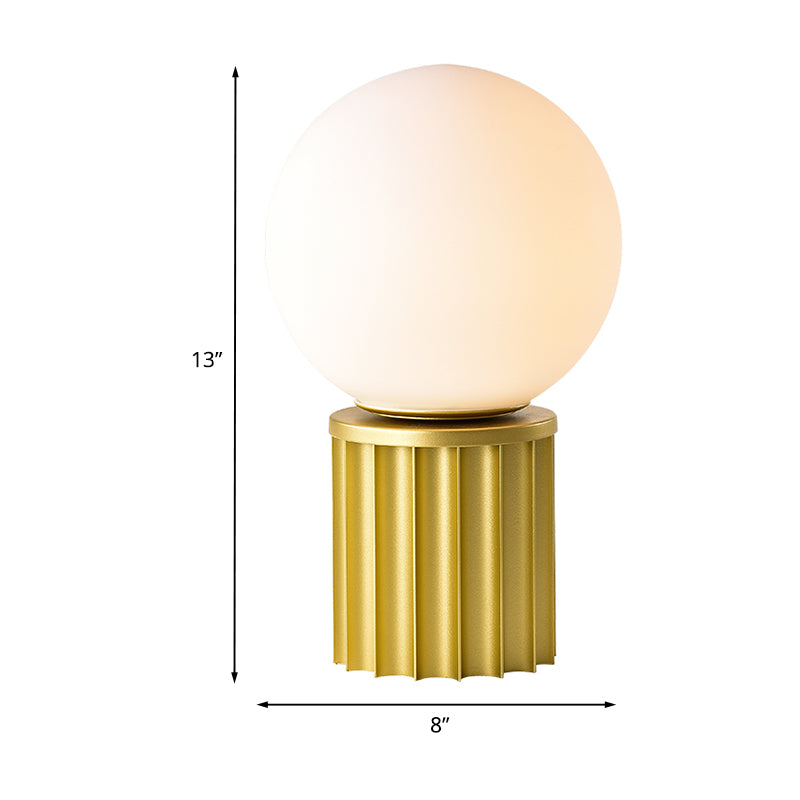 Post Modern Tube Table Light Metal 1 Bulb 8"/12" W Living Room Small Desk Lamp in Gold with Ball Opal Glass Shade Clearhalo 'Lamps' 'Table Lamps' Lighting' 730735