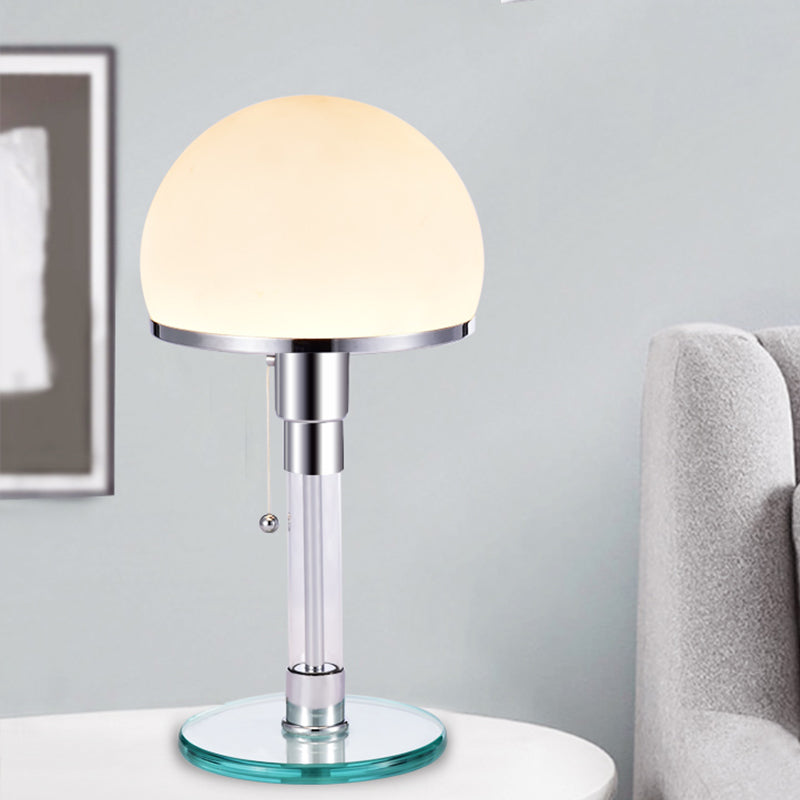 White Glass Mushroom Table Lamp Modernist 1 Head Chrome Finish Desk Light for Bedside Chrome Clearhalo 'Lamps' 'Table Lamps' Lighting' 730766