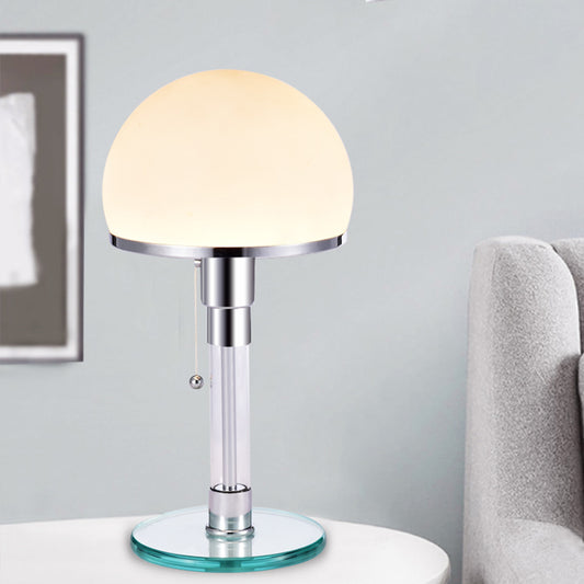 White Glass Mushroom Table Lamp Modernist 1 Head Chrome Finish Desk Light for Bedside Chrome Clearhalo 'Lamps' 'Table Lamps' Lighting' 730766