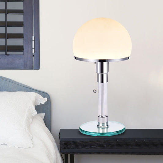 White Glass Mushroom Table Lamp Modernist 1 Head Chrome Finish Desk Light for Bedside Clearhalo 'Lamps' 'Table Lamps' Lighting' 730767