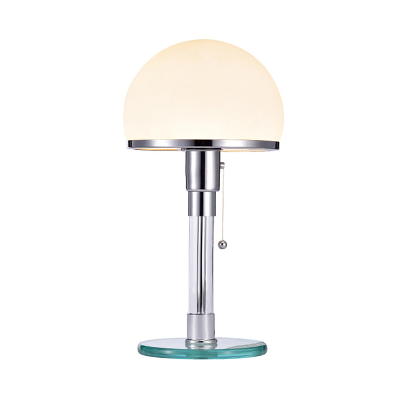 White Glass Mushroom Table Lamp Modernist 1 Head Chrome Finish Desk Light for Bedside Clearhalo 'Lamps' 'Table Lamps' Lighting' 730769