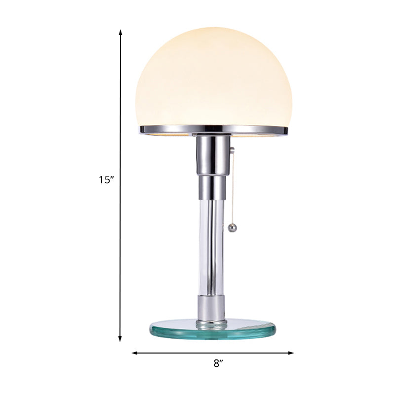White Glass Mushroom Table Lamp Modernist 1 Head Chrome Finish Desk Light  for Bedside - Clearhalo