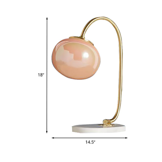 Global Study Room Reading Book Light Pink Glass LED Postmodern Table Lamp with Marble Base Clearhalo 'Lamps' 'Table Lamps' Lighting' 730798