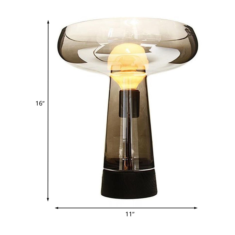 Wine Cup Shaped Desk Lighting Modern Smoke Gray Glass 1 Bulb Bedroom Table Lamp in Black Clearhalo 'Lamps' 'Table Lamps' Lighting' 730803