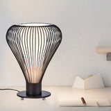 Iron Pear Cage Small Desk Light Modernism 1 Head Black Finish LED Reading Lamp with Cone White Glass Shade Inner Clearhalo 'Lamps' 'Table Lamps' Lighting' 730806