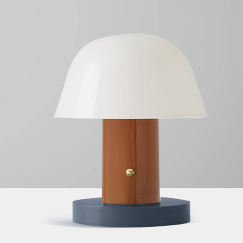 Metal Mushroom Desk Lighting Contemporary LED Night Table Lamp in White and Blue/Brown and Blue for Living Room Blue-Brown Clearhalo 'Lamps' 'Table Lamps' Lighting' 730819