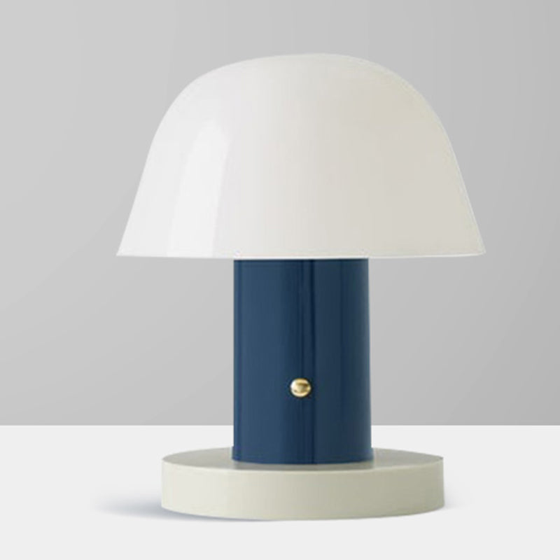 Metal Mushroom Desk Lighting Contemporary LED Night Table Lamp in White and Blue/Brown and Blue for Living Room White-Blue Clearhalo 'Lamps' 'Table Lamps' Lighting' 730824