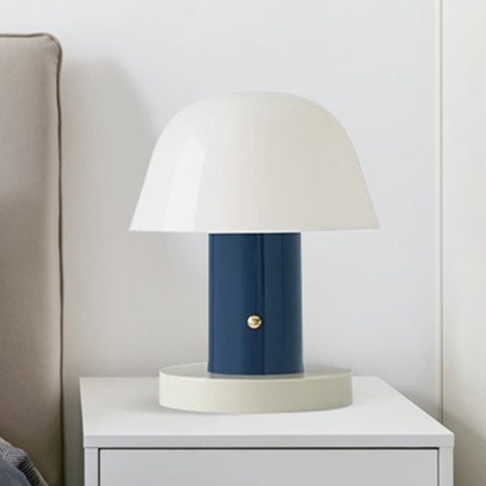 Metal Mushroom Desk Lighting Contemporary LED Night Table Lamp in White and Blue/Brown and Blue for Living Room Clearhalo 'Lamps' 'Table Lamps' Lighting' 730825