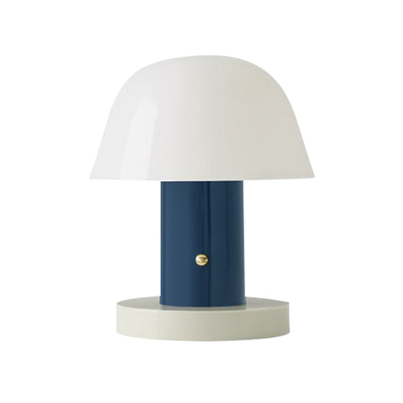 Metal Mushroom Desk Lighting Contemporary LED Night Table Lamp in White and Blue/Brown and Blue for Living Room Clearhalo 'Lamps' 'Table Lamps' Lighting' 730827