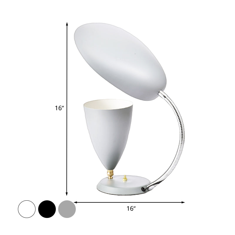Iron Sharp Tongue and Cone Table Light Modern LED Reading Lamp in White/Black/Grey with Adjustable Arm Clearhalo 'Lamps' 'Table Lamps' Lighting' 730846