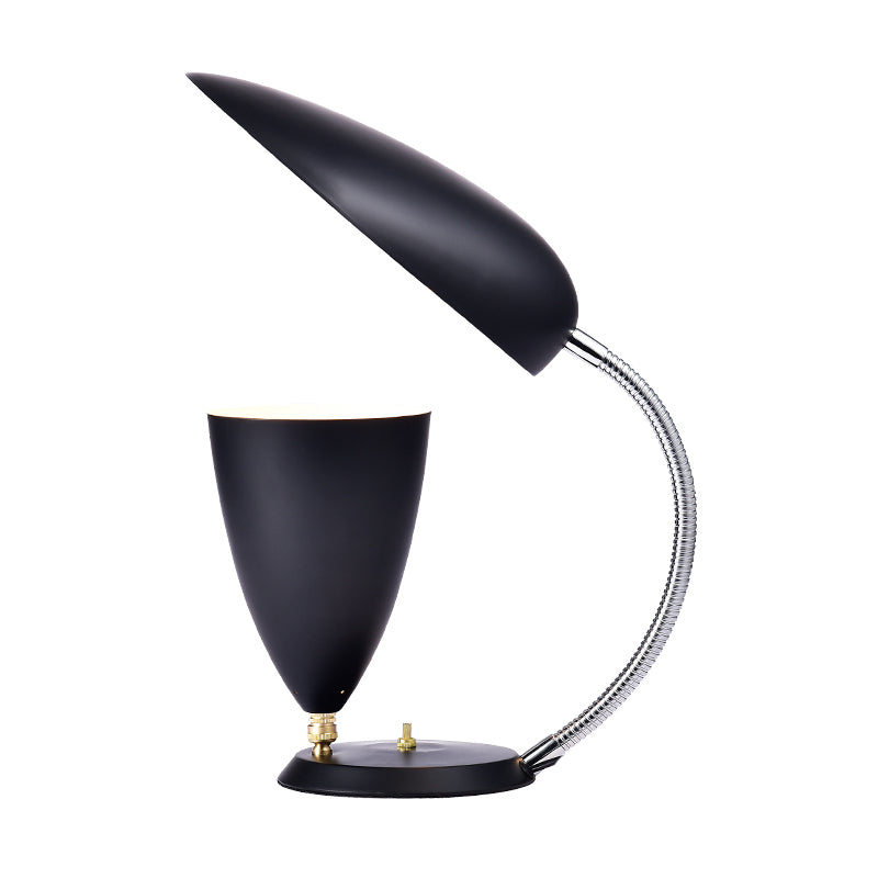 Iron Sharp Tongue and Cone Table Light Modern LED Reading Lamp in White/Black/Grey with Adjustable Arm Clearhalo 'Lamps' 'Table Lamps' Lighting' 730850