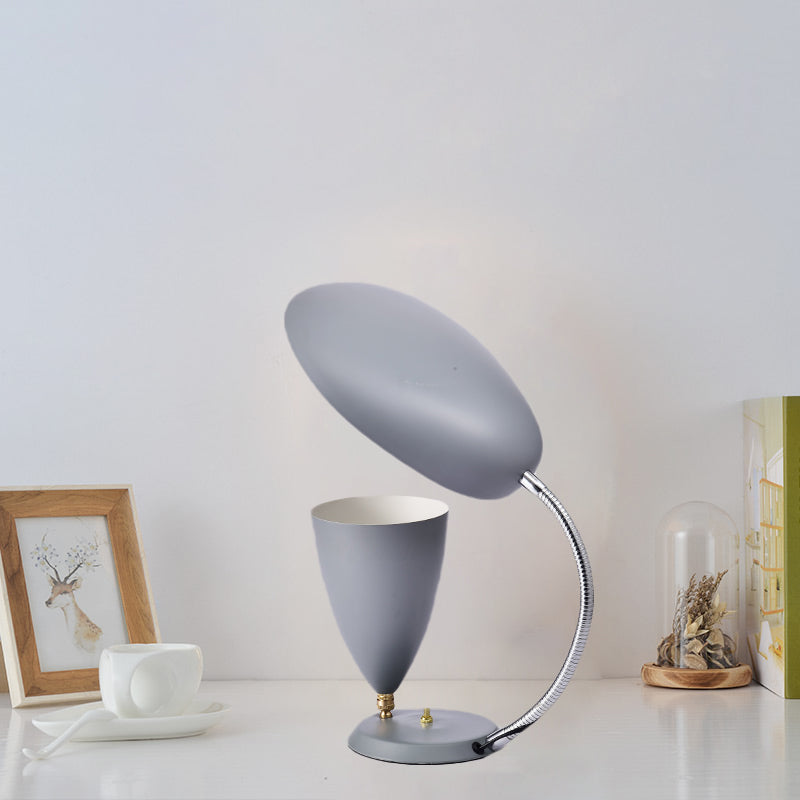 Iron Sharp Tongue and Cone Table Light Modern LED Reading Lamp in White/Black/Grey with Adjustable Arm Clearhalo 'Lamps' 'Table Lamps' Lighting' 730852