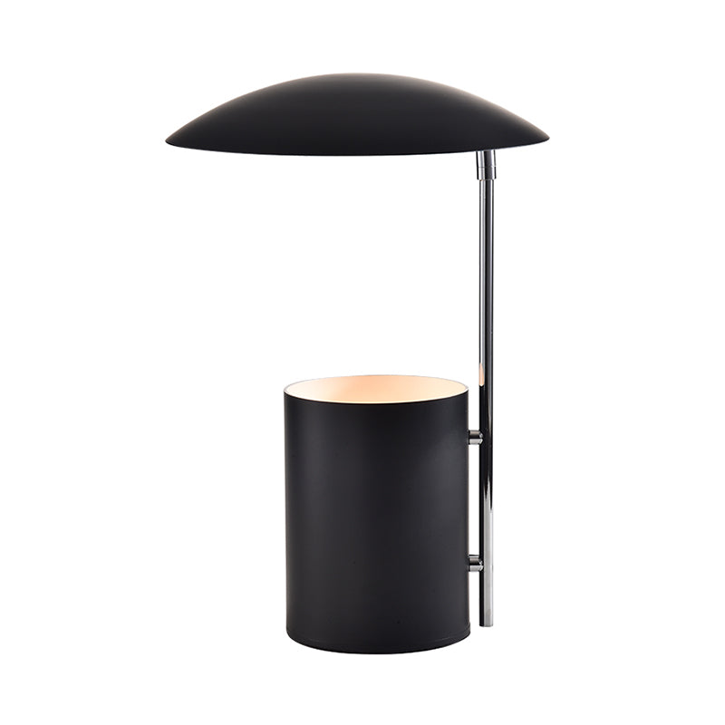 Duckbill and Cylinder Desk Light Minimalist Metallic 1 Bulb White/Black Finish Table Lamp with Switch Clearhalo 'Lamps' 'Table Lamps' Lighting' 730867