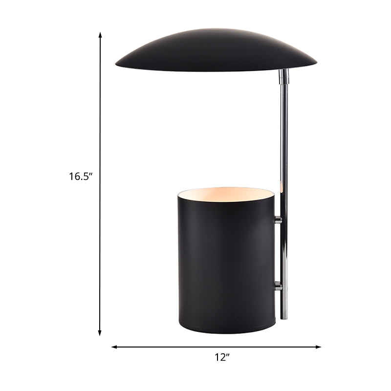 Duckbill and Cylinder Desk Light Minimalist Metallic 1 Bulb White/Black Finish Table Lamp with Switch Clearhalo 'Lamps' 'Table Lamps' Lighting' 730868