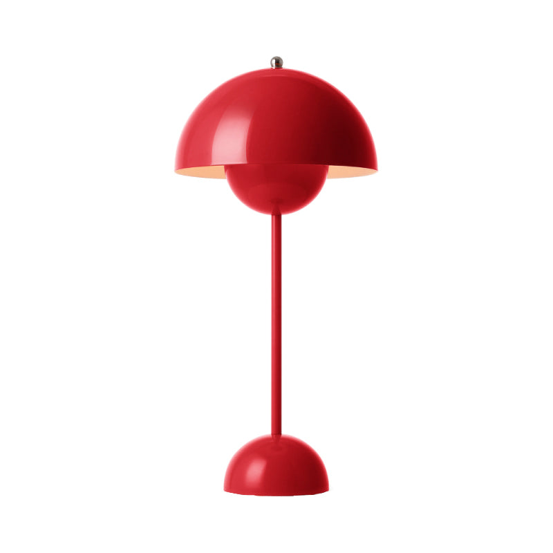 1-Light Study Room Reading Light Macaroon White/Black/Red Finish Table Lamp with Dome Metal Shade Clearhalo 'Lamps' 'Table Lamps' Lighting' 730881