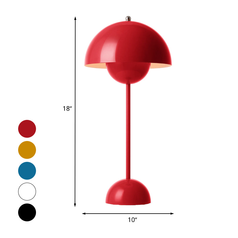 1-Light Study Room Reading Light Macaroon White/Black/Red Finish Table Lamp with Dome Metal Shade Clearhalo 'Lamps' 'Table Lamps' Lighting' 730882
