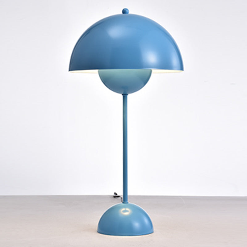 1-Light Study Room Reading Light Macaroon White/Black/Red Finish Table Lamp with Dome Metal Shade Blue Clearhalo 'Lamps' 'Table Lamps' Lighting' 730887
