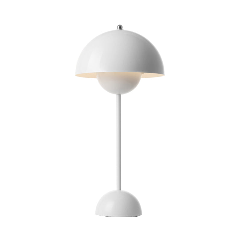 1-Light Study Room Reading Light Macaroon White/Black/Red Finish Table Lamp with Dome Metal Shade Clearhalo 'Lamps' 'Table Lamps' Lighting' 730894