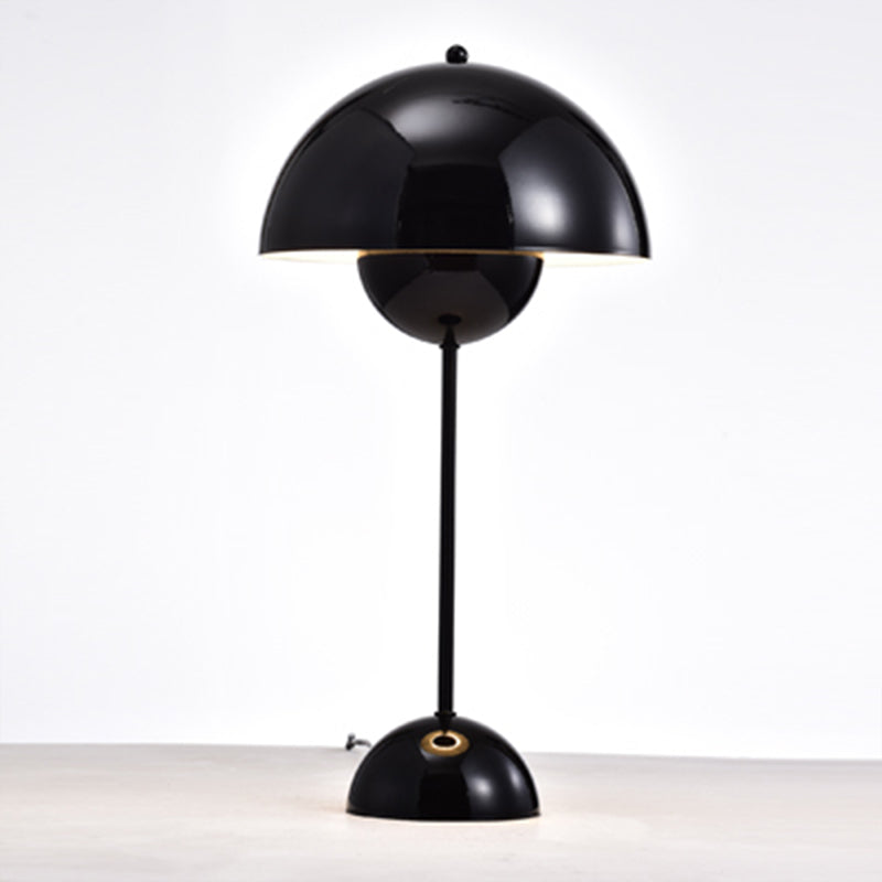 1-Light Study Room Reading Light Macaroon White/Black/Red Finish Table Lamp with Dome Metal Shade Clearhalo 'Lamps' 'Table Lamps' Lighting' 730897
