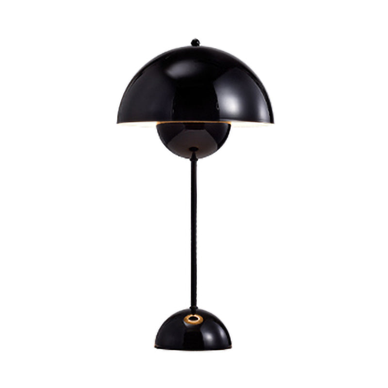 1-Light Study Room Reading Light Macaroon White/Black/Red Finish Table Lamp with Dome Metal Shade Clearhalo 'Lamps' 'Table Lamps' Lighting' 730898