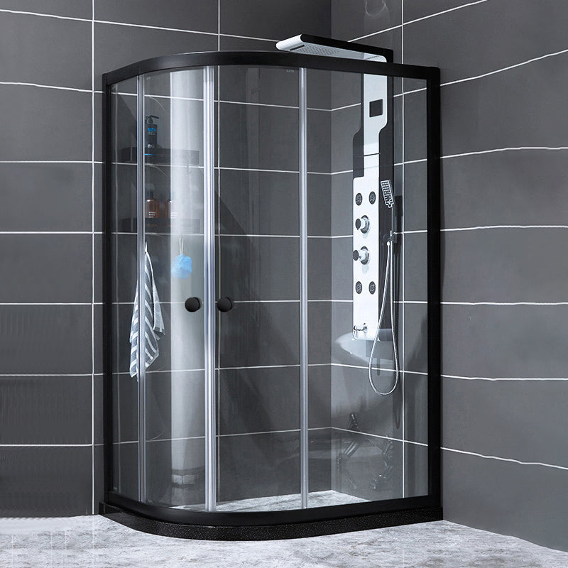 75" H Transparent Tempered Shower Door Framed Double Sliding Shower Bath Door Black Clearhalo 'Bathroom Remodel & Bathroom Fixtures' 'Home Improvement' 'home_improvement' 'home_improvement_shower_tub_doors' 'Shower and Tub Doors' 'shower_tub_doors' 'Showers & Bathtubs' 7309050