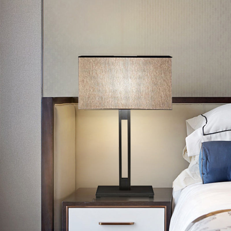 Rectangular Bedside Nightstand Light Fabric 1 Light Modernism Table Lamp in Black Clearhalo 'Lamps' 'Table Lamps' Lighting' 730920