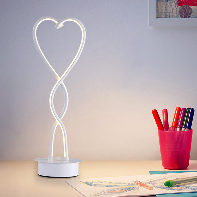 Spiral Heart Shaped Table Lighting Contemporary Acrylic LED White Desk Lamp in Warm/White Light for Bedside White Clearhalo 'Lamps' 'Table Lamps' Lighting' 730975