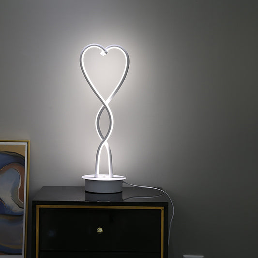 Spiral Heart Shaped Table Lighting Contemporary Acrylic LED White Desk Lamp in Warm/White Light for Bedside Clearhalo 'Lamps' 'Table Lamps' Lighting' 730976