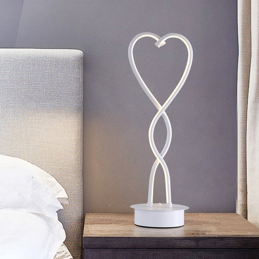 Spiral Heart Shaped Table Lighting Contemporary Acrylic LED White Desk Lamp in Warm/White Light for Bedside Clearhalo 'Lamps' 'Table Lamps' Lighting' 730977