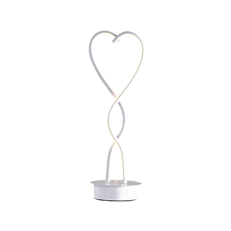 Spiral Heart Shaped Table Lighting Contemporary Acrylic LED White Desk Lamp in Warm/White Light for Bedside Clearhalo 'Lamps' 'Table Lamps' Lighting' 730978