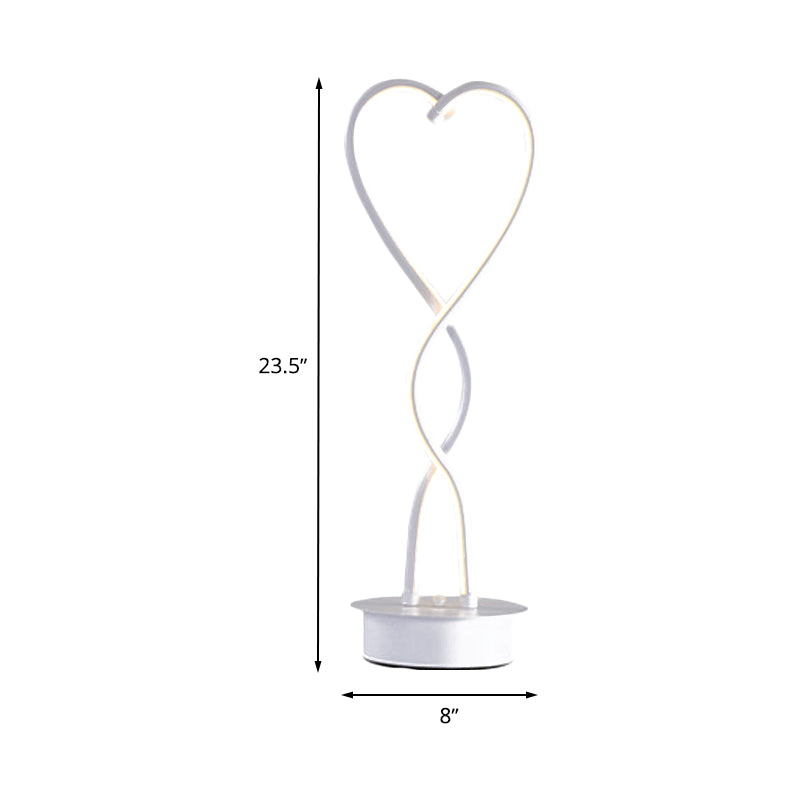 Spiral Heart Shaped Table Lighting Contemporary Acrylic LED White Desk Lamp in Warm/White Light for Bedside Clearhalo 'Lamps' 'Table Lamps' Lighting' 730979