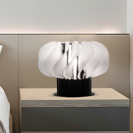Acrylic Curved Panel Desk Light Modernist LED Table Lamp in White and Black with Spiral Design Clearhalo 'Lamps' 'Table Lamps' Lighting' 730981