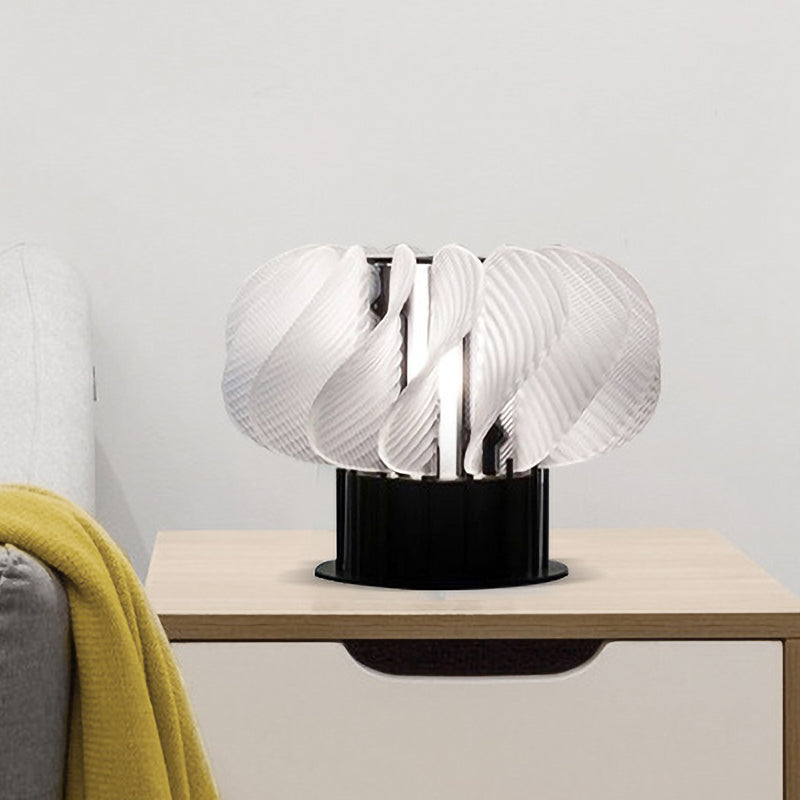 Acrylic Curved Panel Desk Light Modernist LED Table Lamp in White and Black with Spiral Design Clearhalo 'Lamps' 'Table Lamps' Lighting' 730982