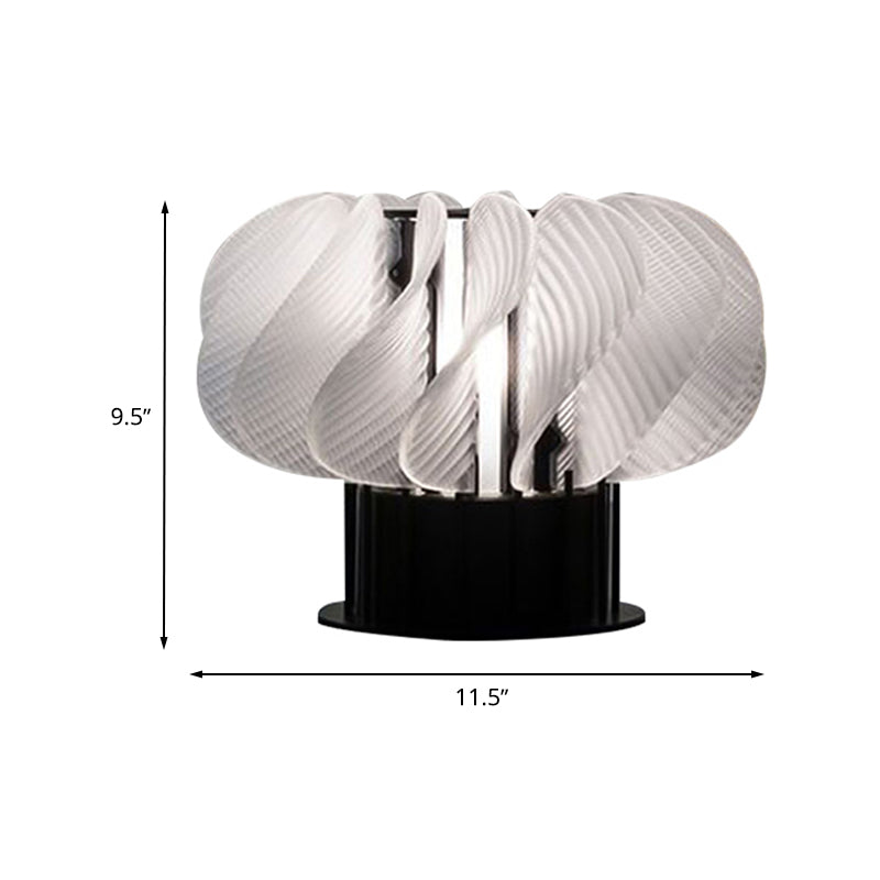 Acrylic Curved Panel Desk Light Modernist LED Table Lamp in White and Black with Spiral Design Clearhalo 'Lamps' 'Table Lamps' Lighting' 730984