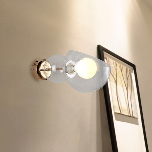 1 Head Bedroom Wall Lamp Postmodern Brass Wall Sconce Light with Dome Clear/Amber Glass Shade Clearhalo 'Cast Iron' 'Glass' 'Industrial' 'Modern wall lights' 'Modern' 'Tiffany' 'Traditional wall lights' 'Wall Lamps & Sconces' 'Wall Lights' Lighting' 730996