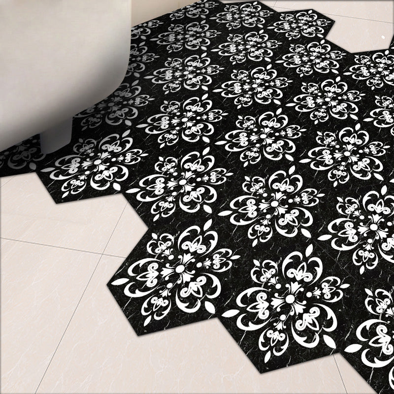 Modern Vinyl Plank Flooring Peel and Stick Ceramic Print PVC Flooring Matte Black Clearhalo 'Flooring 'Home Improvement' 'home_improvement' 'home_improvement_vinyl_flooring' 'Vinyl Flooring' 'vinyl_flooring' Walls and Ceiling' 7309982