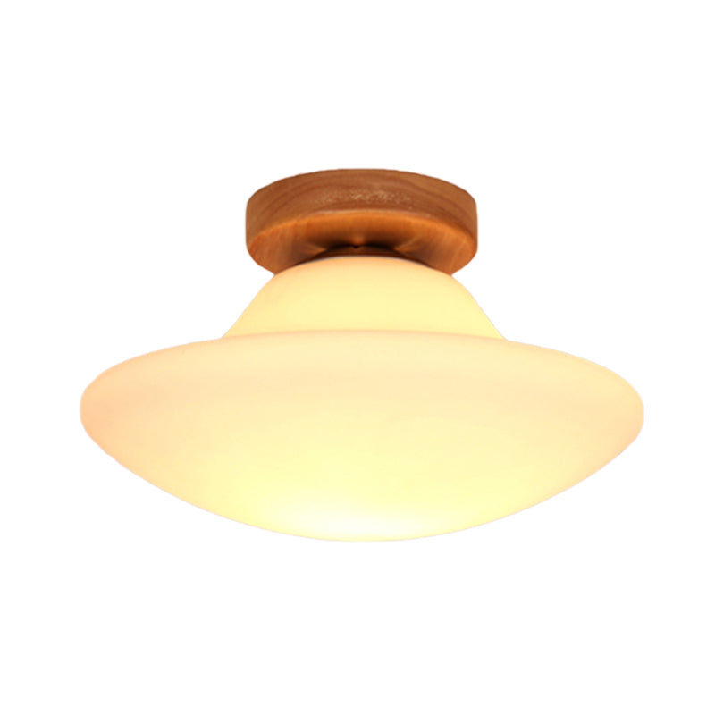 Modern Mushroom Flush Mount Lighting Milk White Glass 1 Head Corridor Flushmount in Gold Clearhalo 'Ceiling Lights' 'Close To Ceiling Lights' 'Close to ceiling' 'Flush mount' Lighting' 731056