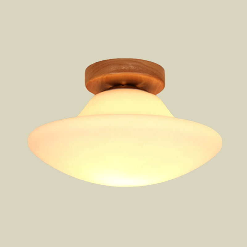 Modern Mushroom Flush Mount Lighting Milk White Glass 1 Head Corridor Flushmount in Gold Clearhalo 'Ceiling Lights' 'Close To Ceiling Lights' 'Close to ceiling' 'Flush mount' Lighting' 731057