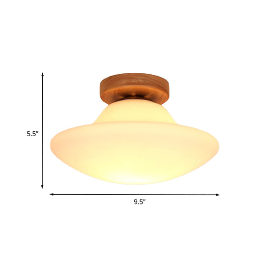 Modern Mushroom Flush Mount Lighting Milk White Glass 1 Head Corridor Flushmount in Gold Clearhalo 'Ceiling Lights' 'Close To Ceiling Lights' 'Close to ceiling' 'Flush mount' Lighting' 731058