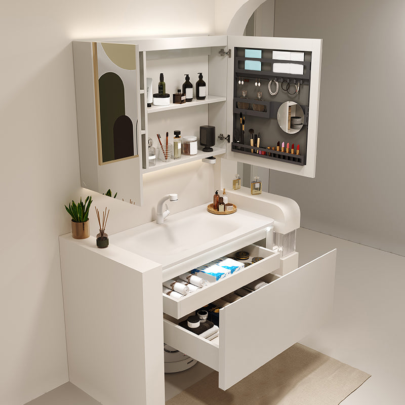 Wall Mount Bathroom Vanity Set Modern Bathroom Sink Vanity with Mirror Clearhalo 'Bathroom Remodel & Bathroom Fixtures' 'Bathroom Vanities' 'bathroom_vanities' 'Home Improvement' 'home_improvement' 'home_improvement_bathroom_vanities' 7310617