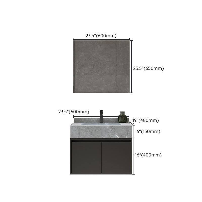 Modern Wall Mount Bathroom Vanity Set Stone Bathroom Vanity with Mirror Clearhalo 'Bathroom Remodel & Bathroom Fixtures' 'Bathroom Vanities' 'bathroom_vanities' 'Home Improvement' 'home_improvement' 'home_improvement_bathroom_vanities' 7310645